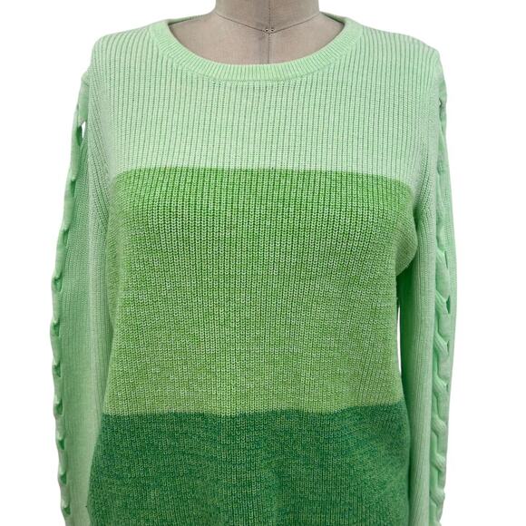 Lilly Pulitzer Cortina Sweater‎ Cut Out Sleeves Knit Ombre Green Size Large - Picture 4 of 14